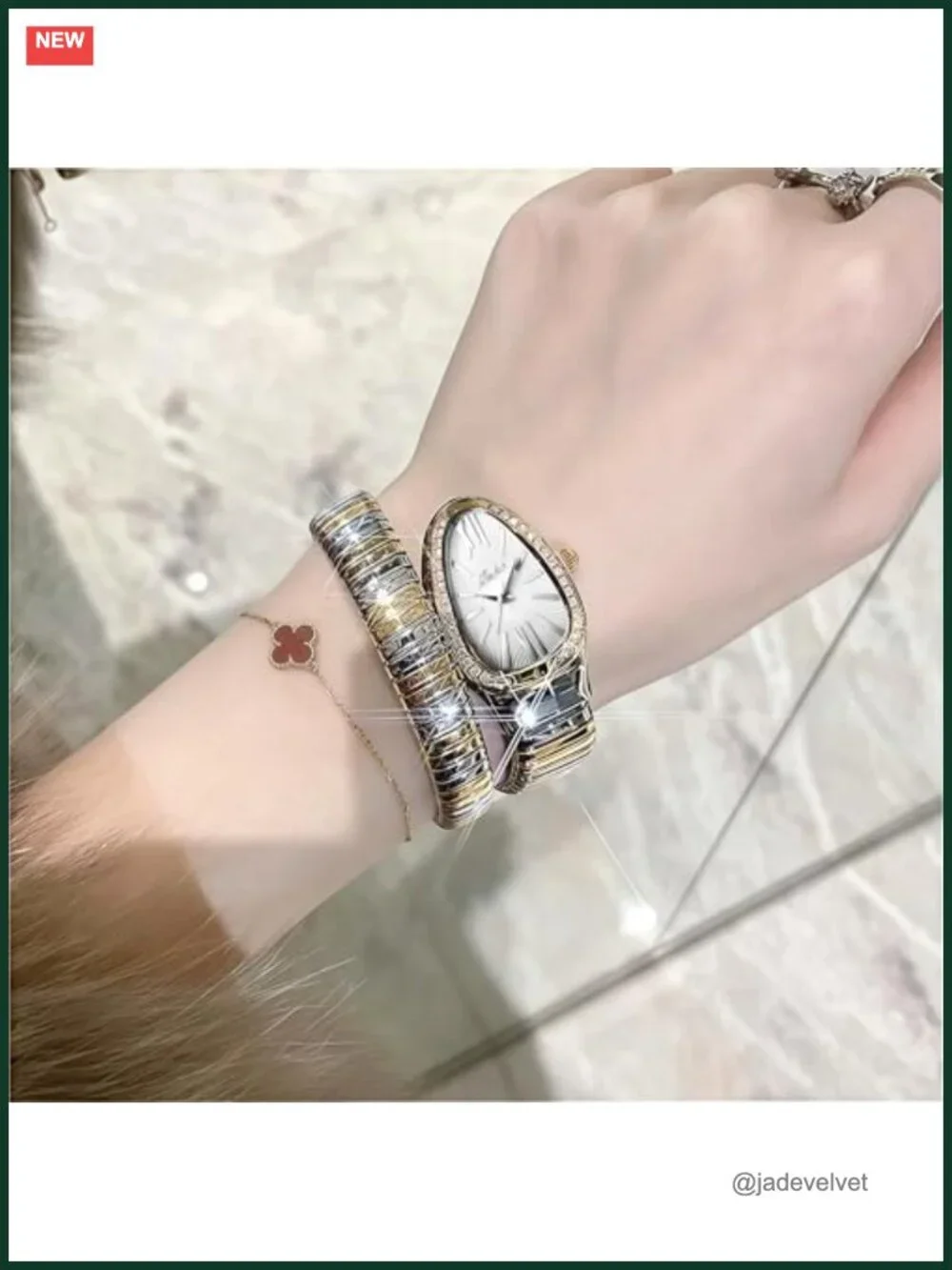 Snake Face Women's Watch Waterproof Steel Dainty Dress Wristwatch
